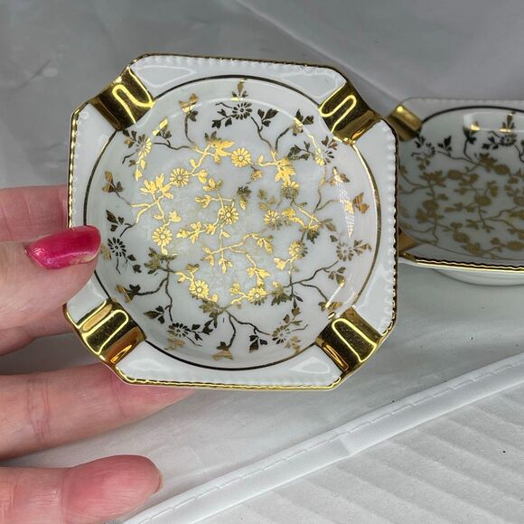VTG Haus Dresden 24K gold painted ashtrays Western Germany. - Picture 3 of 7